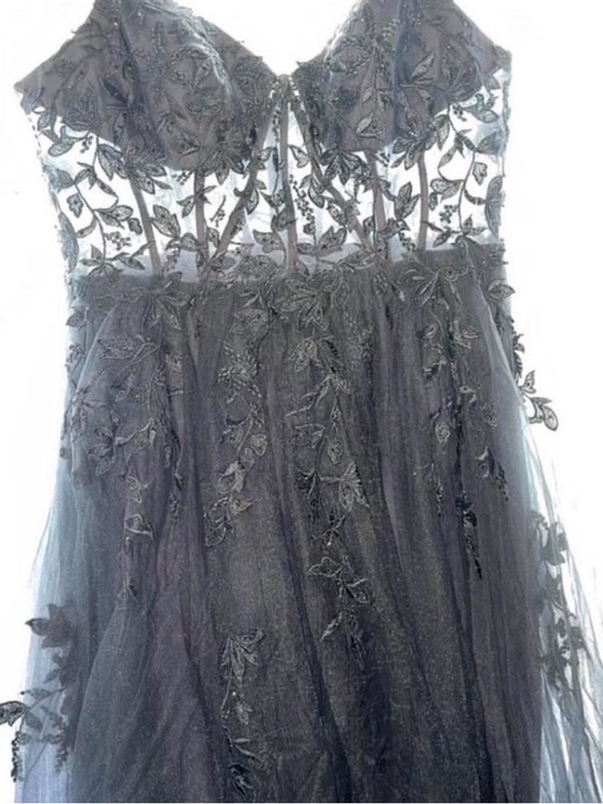 David's Bridal Other - David's Bridal Black Lace Appliqué Tulle Gown